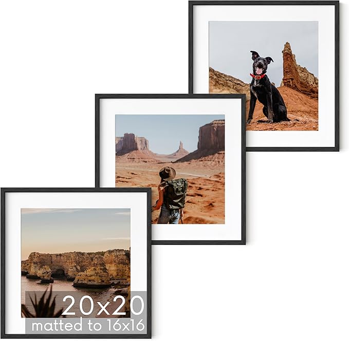 HAUS AND HUES Black Square Frames Set of 3-20x20