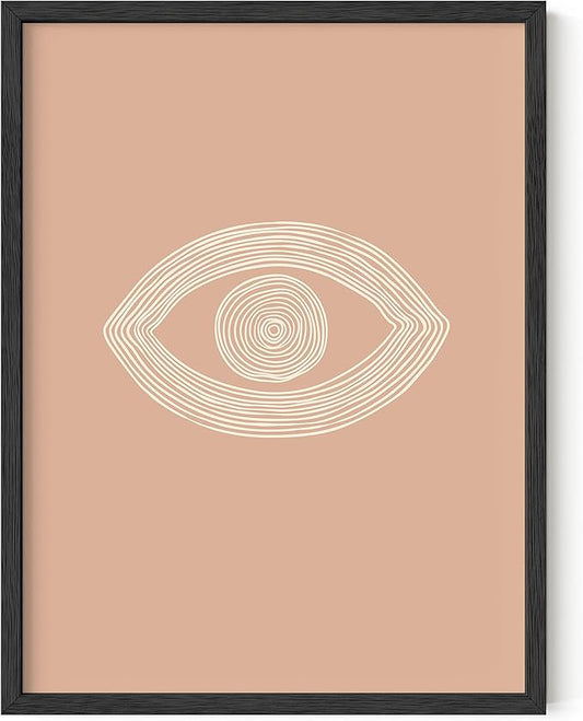 HAUS AND HUES Boho Posters Neutral Wall Art Prints - Abstract Art Wall Prints Boho Art Wall Decor, Eye of Sauron Posters and Print (Black Framed, 12x16)