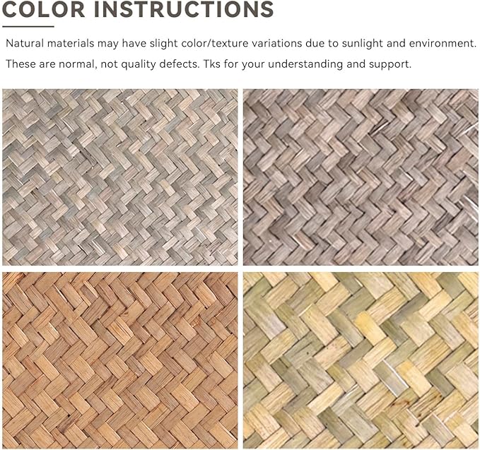 Nonam Handwoven Natural Seagrass Bin with Lid, Set of 3, Shelf Baskets Multipurpose Container for Boho Decoration, Rectangular Household Storage Boxes for Home Organization