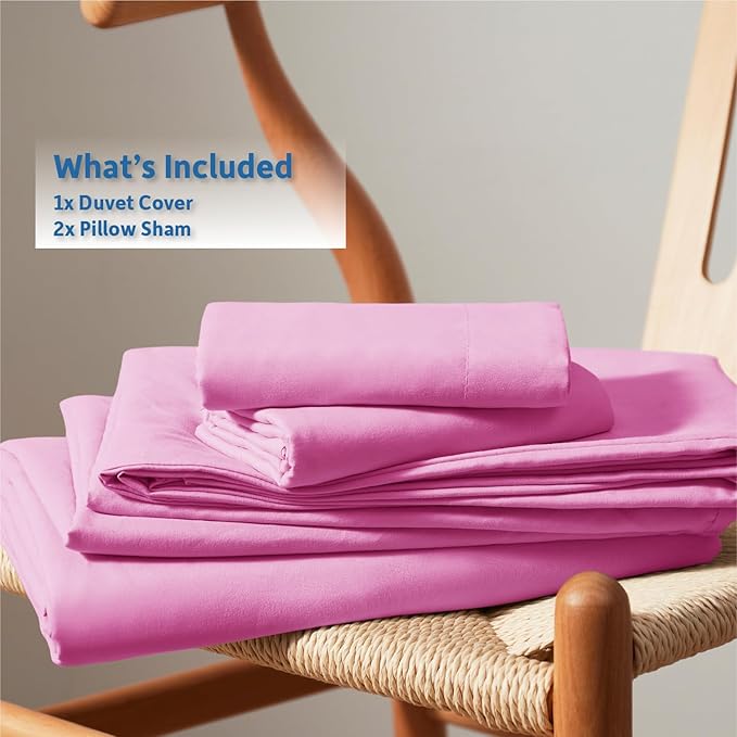 Nestl Light Pink Duvet Cover Full Size - Soft Double Brushed Full Size Duvet Cover Set, 3 Piece, with Button Closure, 1 Duvet Cover 80x90 inches and 2 Pillow Shams