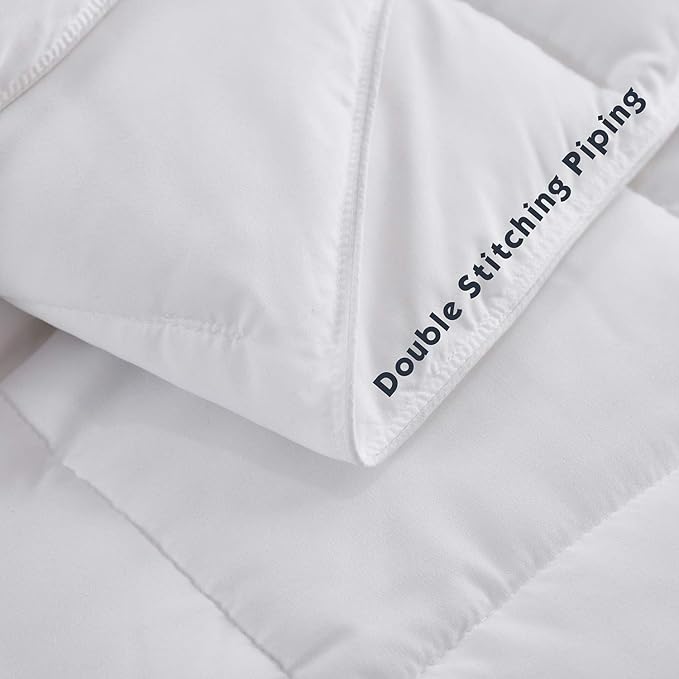 HIG 3pc Down Alternative Comforter Set - All Season Reversible Comforter with Two Shams - Quilted Duvet Insert with Corner Tabs - Box Stitched - Breathable, Soft, Fluffy(King/Cal King, Pure White)