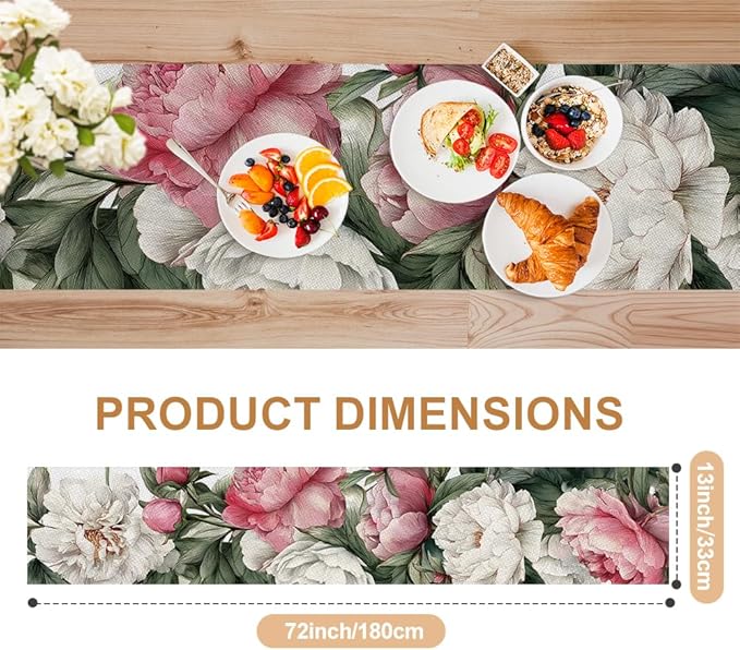 ANNA QUEEN Flowers Table Runner 13 x 72 Inch for Dining Table, Table Runner for Seasonal Autumn Kitchen Dining Table Decoration for Home Party Decor Thanksgiving Harvest