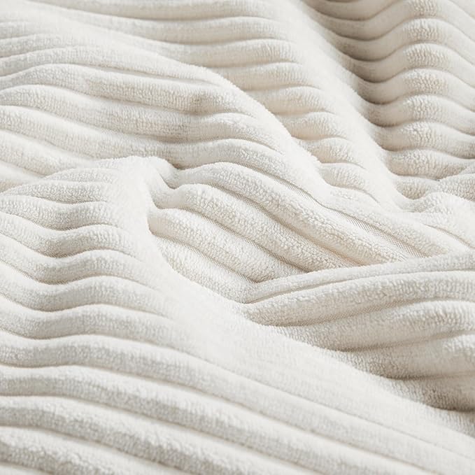 Fancy Homi 4 Packs Cream White Decorative Throw Pillow Covers 20x20 Inch for Living Room Couch Bed Sofa, Farmhouse Boho Home Decor, Soft Cross Corduroy Patchwork Accent Square Cushion Case 50x50 cm