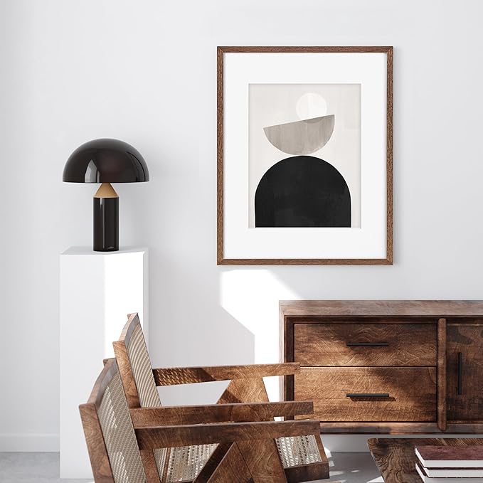 16x20 Picture Frame for Wall, Real Oak Wood Frames 16 by 20, 16x20 Frame Matted to 11x14, Tempered Glass, 16 x 20 Wood Frame, 16"x20" Poster Frame, Walnut Color, 1 Pack