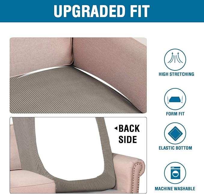 H.VERSAILTEX Super Stretch Individual Chaise Cover Sectional Couch Covers for L Shaped Sofa Both Left/Right Featuring Thick Jacquard Textured Twill Fabric (1 Piece Chaise Cover, Taupe)