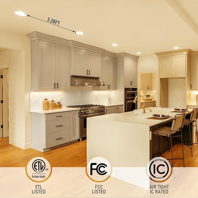 TORCHSTAR Basic Series 12-Pack 6 Inch Ultra-Thin LED Recessed Lighting with Junction Box, CRI90, Aluminum, 3000K Warm White, 5%-100% Dimmable Slim Recessed Downlight, 12W 1100LM, ETL and Energy Star