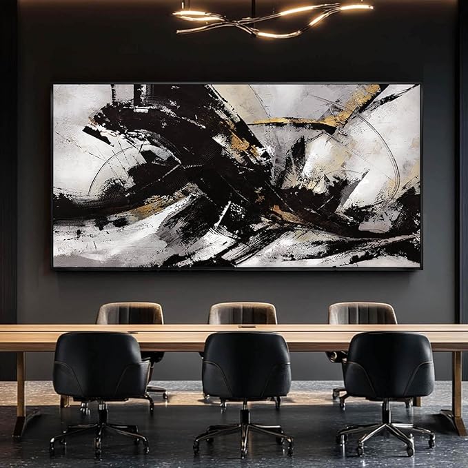 Abstract Wall Art for Living Room Large Canvas Wall Art Decor Graffiti Poster Pictures for Wall Black Wall Decor Framed Wall Decorations 29”x58”