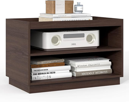 Stackable Storage 2-Shelf, 28" Wide Storage Bins with Open Compartment for Closet Organizers, Wood Stackable Closet Organizer Modern Large Stackable Storage Units for Living Room Hallway, Brown