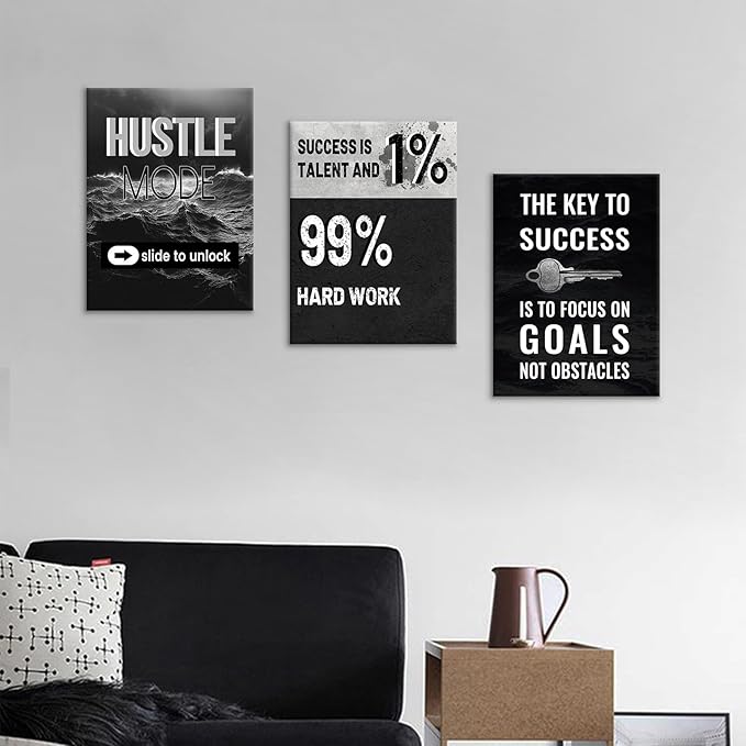 Inspirational Canvas Wall Art Framed Motivational Quotes Modern Home Decor 3 Pieces Posters Print Inspiring Painting Artwork for Bedroom Bathroom Wall Decoration Stretched and Framed [36''W x 16''H]