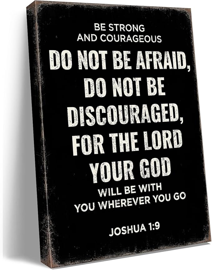 Be Strong and Courageous Joshua 1:9 Bible Verse Canvas Wall Art - Christian Scripture Inspirational Wall Decor for Prayer Room, Faith-Based Home Decor, Religious Gift for Women, Motivational Spiritual Living Room,bedroom Art. A-387