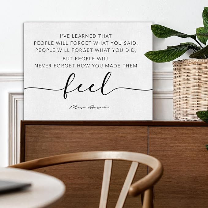 Inspirational Canvas Wall Art Motivational Quote I've Learned That People Will Never Forget How You Made Them Feel Canvas Prints Framed Painting Artwork Home Décor