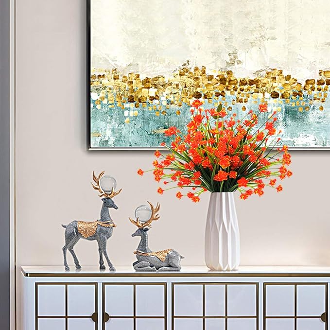 Artificial Flowers, 20 Bundles Outdoor Fake Flowers for Decoration UV Resistant Faux Plastic Plants Garden Porch Window Box Décor (Orange)