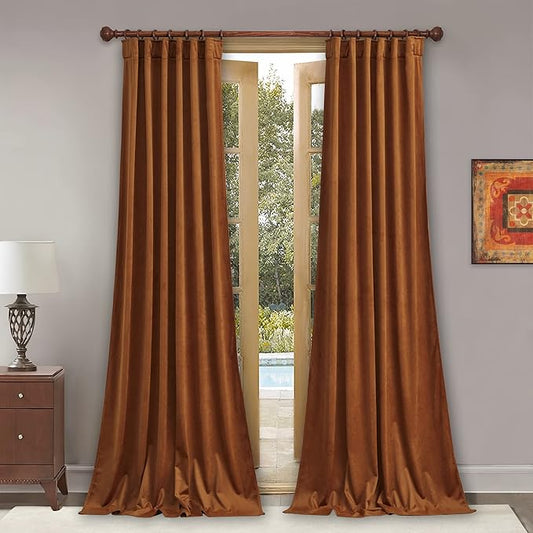 StangH Burnt Orange Curtains 94 inches Long Fall Autumn Decor Back Tab Insulated Room Darkening Drapes, Elegant Curtain Panels for Bedroom Modern Home Decor, W52 x L94, 2 Panels