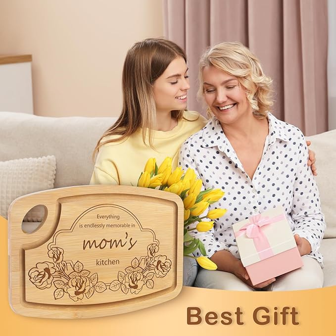 Joeyan Bamboo Cutting Board for Mom, Mothers Day Gifts for Grandma, Engraved Charcuterie Chopping Board with 2-Sided Juice Grooves, Personalized Birthday Christmas Presents for Mama from Daughter Son