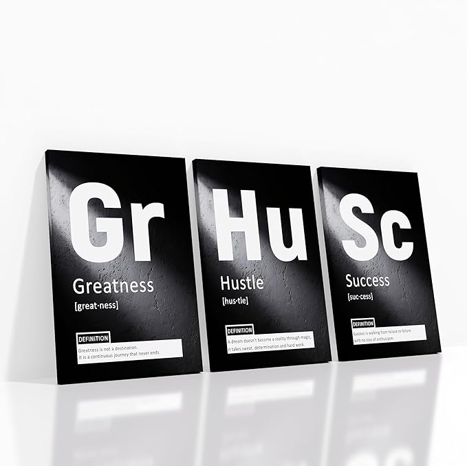 Motivational Canvas Posters Print Framed Wall Art 3 Pieces Inspirational Entrepreneur Quotes Picture Painting Artwork for Living Room Office School Wall Decoration Ready to Hang [72''Wx 36''H]