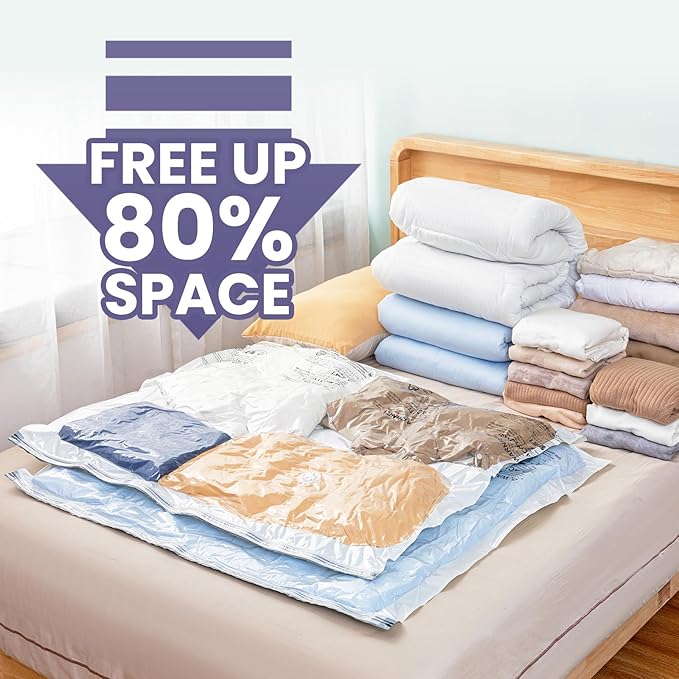 TAILI 6 Pack Vacuum Storage Bags for Comforter and Blankets, XXL Jumbo Vacuum Seal Bags for Bedding (47x39 Inch), Huge Space for Toy, Bedding, Pillows, Save More Closet Space