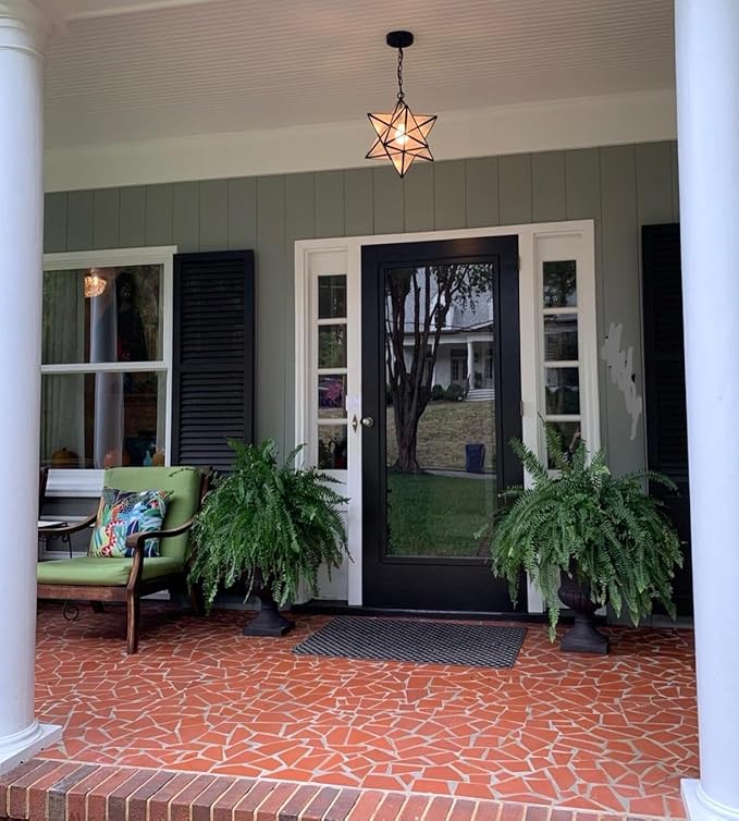 14'' Moravian Star Pendant Light Seeded Glass Star Lights with Adjustable Hanging Chain Light for Kitchen Bedroom Dining-Dimmable