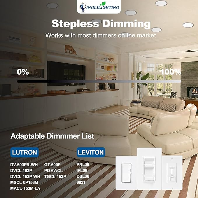 DLLT LED Recessed Ceiling Lights: 12 Pack 3 Inch 5CCT Ultra-Thin Lighting with Junction Box for Bedroom - 600LM Brightness 6W Eqv 50W Dimmable Canless Wafer Downlight with ETL&FCC-Nickel Brush