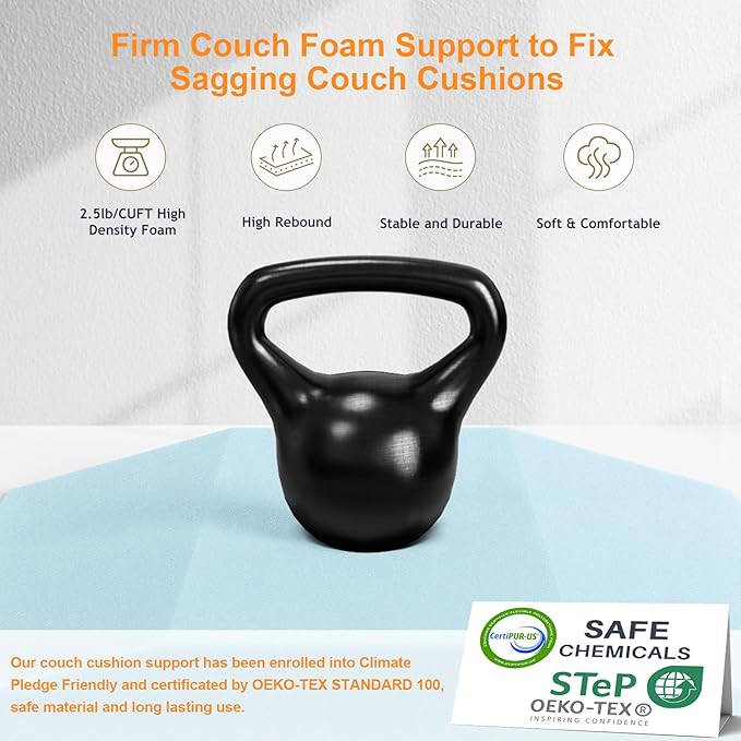 Couch Cushion Support, Trapezoid 40D Sofa Cushion Support for Sagging Couch Seats, High Density Foam Furniture Seat Sagging Repair, Set of 1