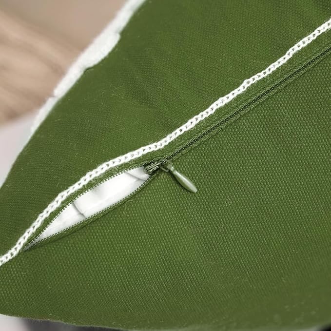 MIULEE Pack of 2 Christmas Decorative Snowflake Throw Pillow Covers Canvas Embroidery Winter Cushion Cases Holiday Decor Soft Pillowcases for Winter Couch Sofa Bedroom Car（Army Green, 20x20in）