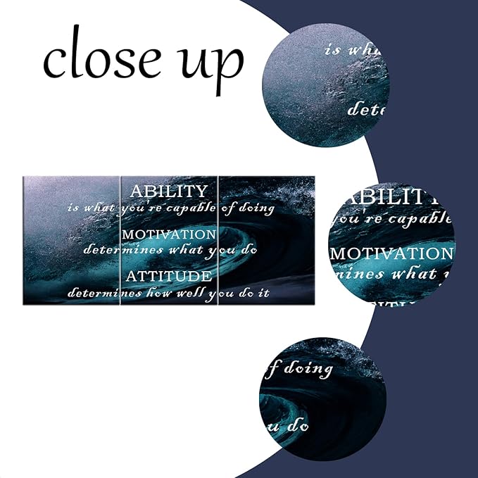 Inspirational Canvas Wall Art Motivational Entrepreneur Quotes Positive Posters Print Ocean Picture Painting Artwork for Home Bedroom Bathroom Wall Decoration Stretched and Framed [36''W x 16''H]