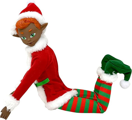 The Original Elf Christmas Dolls, 12" Christmas Elf Doll, Toy Elf for Kids or Décor, Mini Toy Elf Dolls for Christmas, Christmas Elf Decorations, Poseable Little Elf Shelf Sitters with Dangling Legs