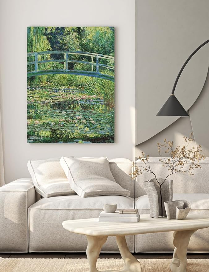 DECORARTS - The Japanese Bridge (Water-Lily Pond) by Claude Monet, Museum-Quality Giclee Canvas Print, Wall Art Reproduction, 30" W x 40" H, Made in USA
