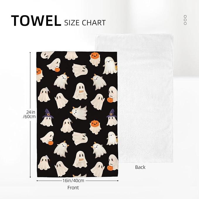 Halloween Kitchen Towels 16x24 Inch Black Cute Ghost Pumpkin Fall Decor Dish Towels Autumn Harvest Thanksgiving Decoration Hand Towel Absorbent Dish Cloths for Home Kitchen Dining Set of 2
