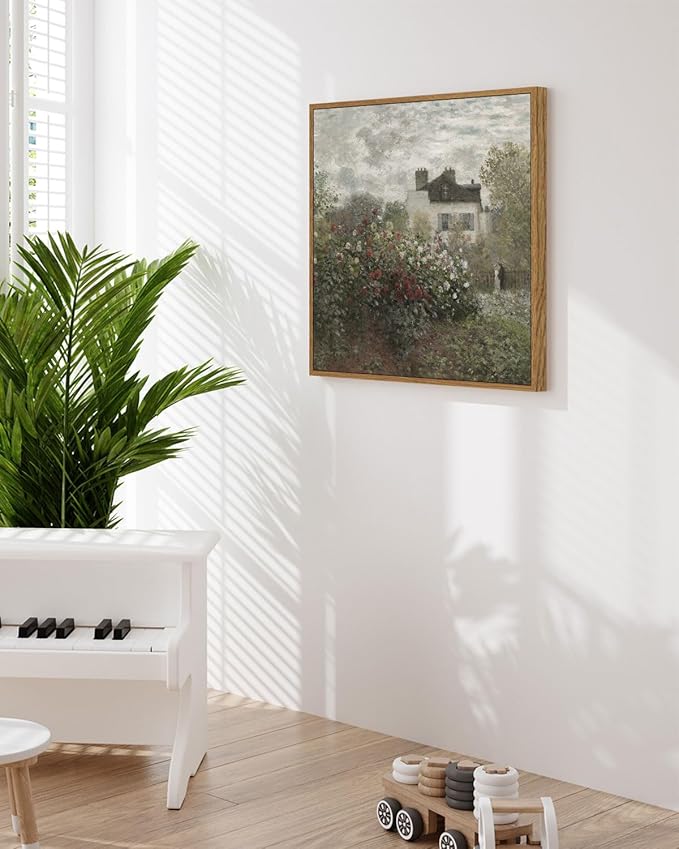 InSimSea Square Framed Canvas Wall Art, Vintage Decor Gift for Mother‘s Day, Wall Art Prints, Classical Oil Paintings Room Desk Decor, Wall Art for Living Room Bedroom Kitchen Office 16"x16"