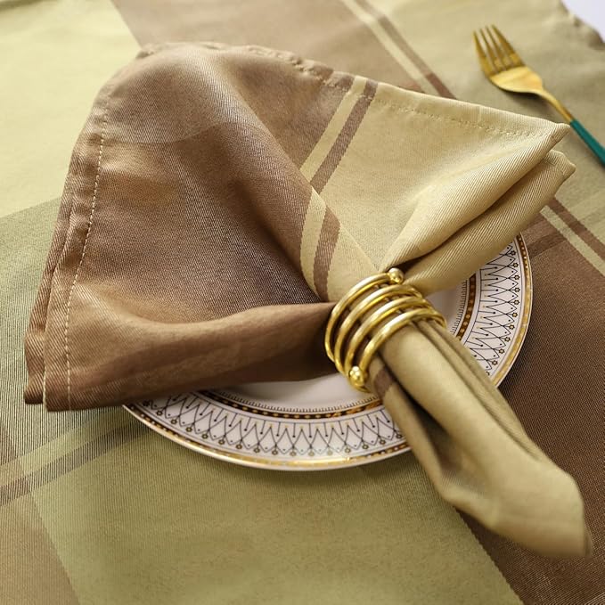 SASTYBALE Checkered Style Cloth Napkins 20 x 20 Inch 4 Pieces Washable Comfortable for Restaurant Family Dinners Weddings Parties and Banquets(Square, 20" x 20", Taupe)