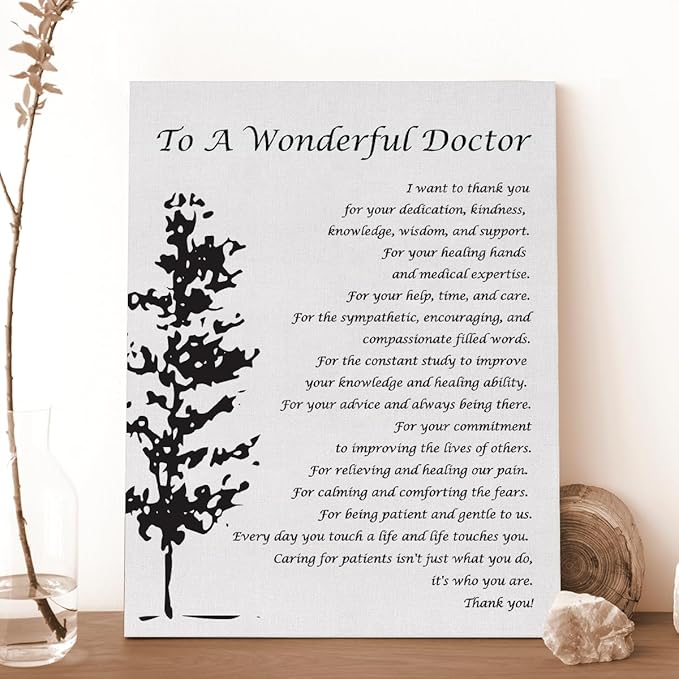 to a Wonderful Doctor I Want to Thank You Quotes Canvas Wall Art Print Framed Doctor Appreciation Gift Paintings Artwork Home Office Wall Decor 15x12 Inches