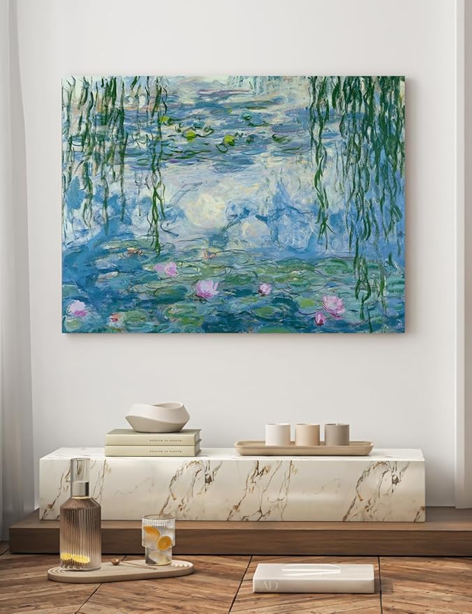 DECORARTS - Water Lilies (1916-1919) by Claude Monet, Museum-Quality Giclee Canvas Print, Wall Art Reproduction, 40" W x 30" H, Made in USA