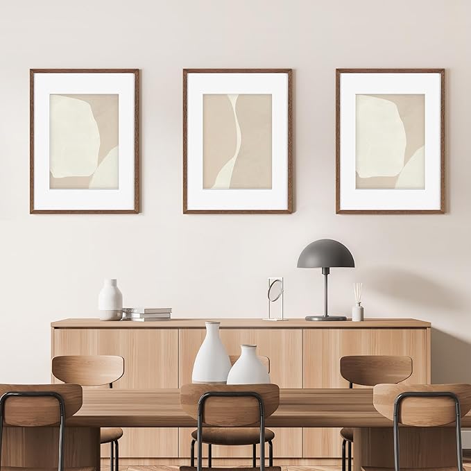 16x20 Picture Frame for Wall, Real Oak Wood Frames 16 by 20, 16x20 Frame Matted to 11x14, Tempered Glass, 16 x 20 Wood Frame, 16"x20" Poster Frame, Walnut Color, 1 Pack