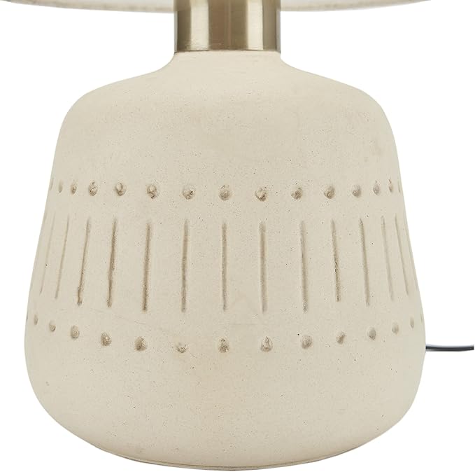 Nourison Home 16" Cream Natural Textured Ceramic Accent Table Lamp, Farmhouse, Boho, for Bedroom, Living Room, End Table, Coffee Table Lamp