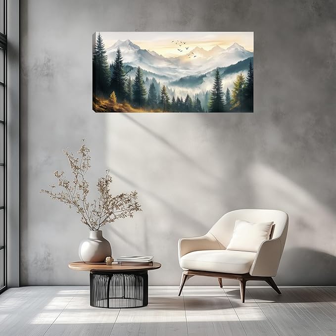 Large Abstract Landscape Wall Art Tree Mountain Art Prints Canvas Wall Decor Poster Pictures Framed Artwork Decor for Living Room for Bedroom Home Office Decorations 60L x 30W