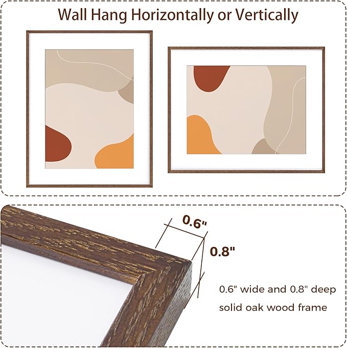 24x30 Oak Wood Picture Frame, 24"x30" Poster Frame for Wall, 24 by 30 Frame with Tempered Real Glass, 24x30 Matted Frame for 18x24 Picture, 24x30 Inch Photo Frame (Walnut Color, 1 Pack)