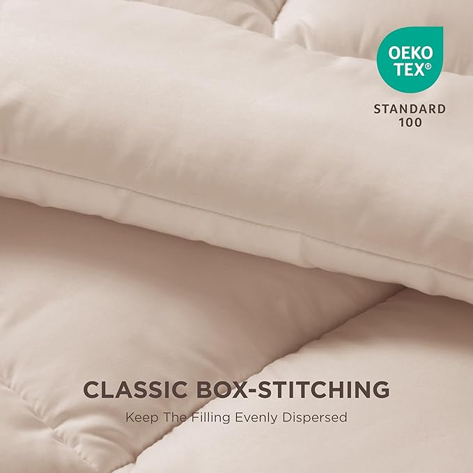 Bedsure Comforter Duvet Insert - Quilted Comforters Twin XL Size, All Season Duvet, GentleSoft Down Alternative Bedding, with 8 Tabs, Gifts for Women/Men, Beige, Twin XL 92 x 68 Inches