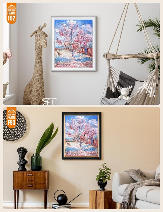 DECORARTS - Reminiscence of Mauve - Vincent Van Gogh Giclee Prints w/Antique Brown Frame for Wall Decor. Picture Size: 16x20, Total Size w/Frame: 19x23