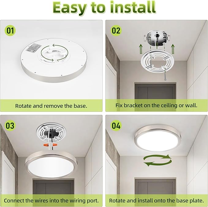 hykolity 2 Pack 9 Inch Selectable CCT LED Round Flat Panel Light, 18W 1800LM 3000K/4000K/5000K, Edge-Lit Flush Mount Ceiling Light Fixture for Kitchen, Bedroom, Laundry and Closet Room,Brush Nickel