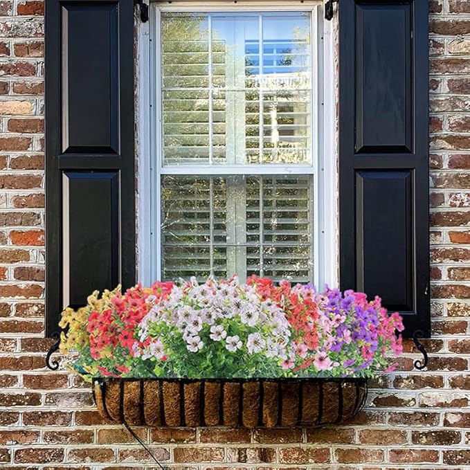 Artificial Flowers UV Resistant Outdoor,12 Bundles Faux Plants for Fall Halloween Thanksgiving Christmas Patio Porch Decor, No Fade Fake Window Box Greenery for Home Wedding Walkway Decoration