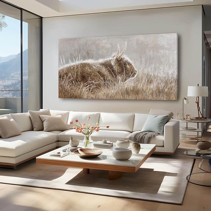 VAYIMDH Country Pictures Wall Decor Cow Canvas Wall Art Contemporary Wall Picture 29"x58" Large Artwork for Living Room Office Decorations