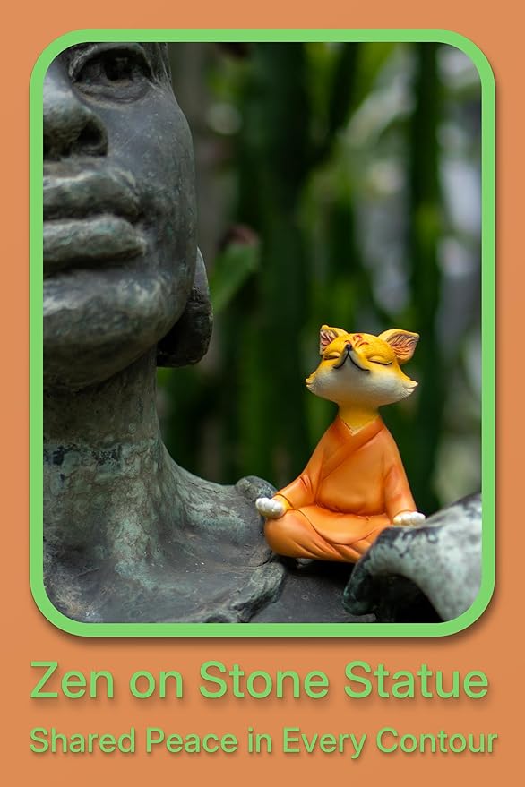 Zen Fox Figurine — Meditating Fox Buddha Statue for Home Decor, Living Room, Yoga & Meditation Accent, Shelf, Table, Desk Decor, Outdoor Garden Decor, Gifts for Women