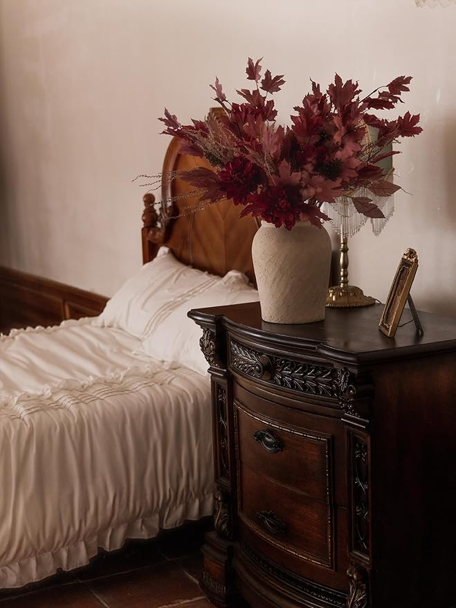 MISSPIN 10 PCS 18 inch Fall Decor Bouquets, Fall Decorations Indoor Outdoor Halloween Thanksgiving Farmhouse Arrangement for Front Door Wedding Centerpieces in Autumn (Burgundy)