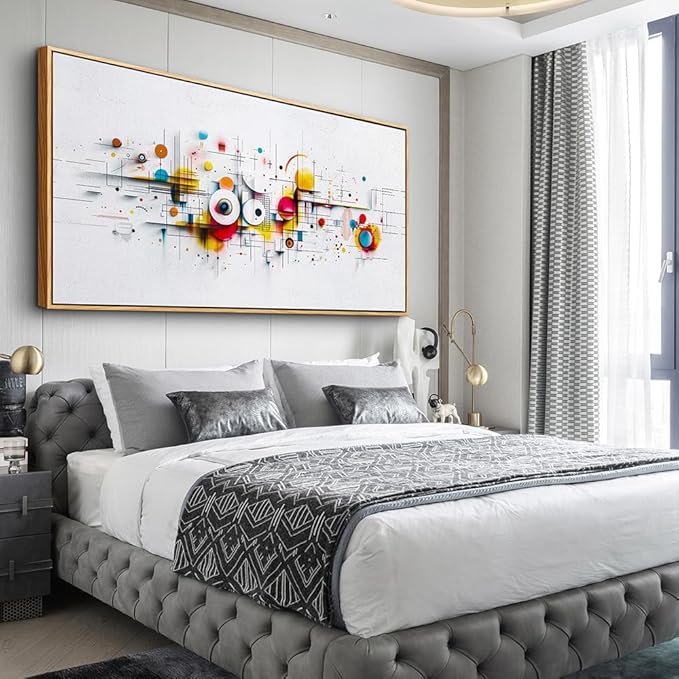 ERQINHUA Abstract Canvas Wall Decor Living Room Boho Wall Art For Bedroom Office Decorations Geometric Paintings Minimalism Wall Pictures Artwork Modern Home Decor Aesthetics Wood Framed 30x60 In