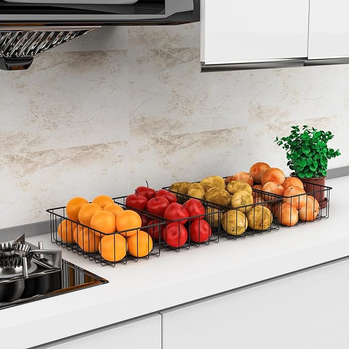 Joben Oligey 9 PACK (3 Szie) Small Wire Storage Baskets for Organizing,Pantry Organization Bins for Cabinets, Metal Basket for Kitchen, Bathroom Organizer (Black-9)