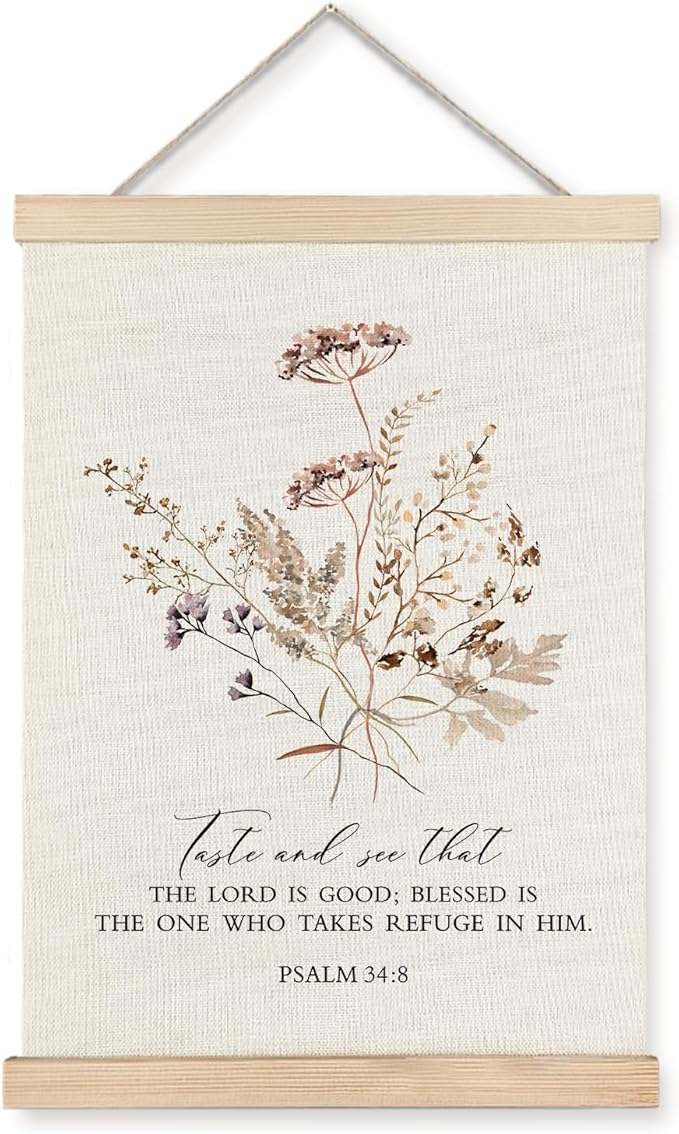 Supwhd Boho Floral Christian Wall Art with Wooden Poster Hanger, God is Good Bible Verses Posters Wall Art Decor, Christian Wall Decor for Home Room, 16x24