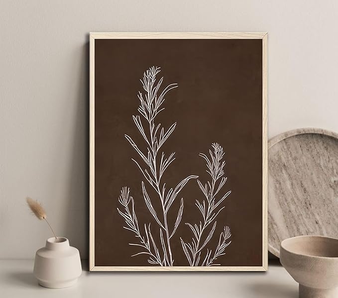 3Pcs Framed Botanical Canvas Wall Art Gallery Wrap Prints Minimalist Floral Posters Modern Botanical Artwork for Living Room Bedroom Bathroom Office Decor 16x24 Inch