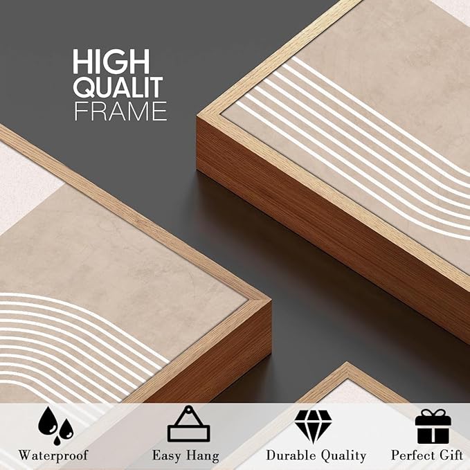 ANHUIB Neutral Wall Art Modern Boho Wall Decor Abstract Line Artwork 16x24 Inch Set of 3 for Living Room Bedroom Dining Room