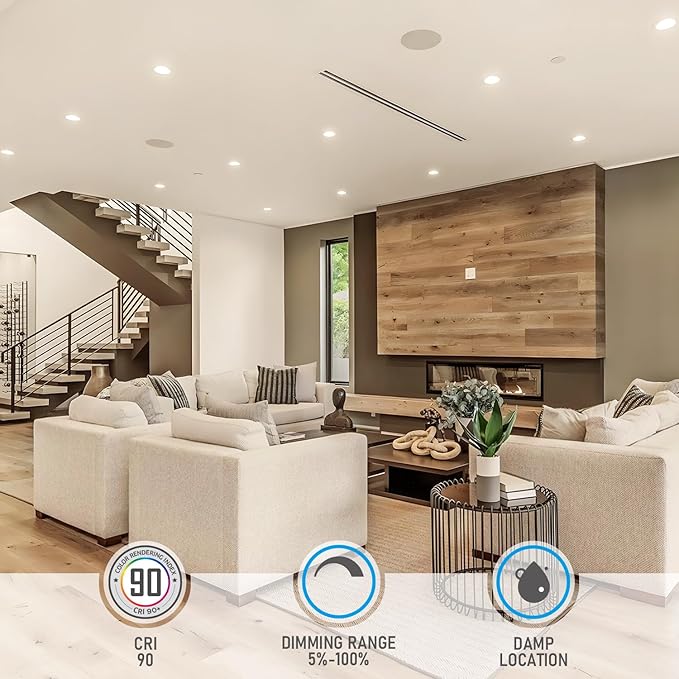 TORCHSTAR Basic Series 12-Pack 4 Inch Ultra-Thin LED Recessed Lighting with Junction Box, CRI90, Aluminum, 4000K Cool White, 5%-100% Dimmable Slim Recessed Downlight, 9W 810LM, ETL and Energy Star