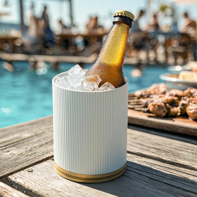 Ceramic Utensil Holder, 7.76" 3.5L Wooden Non-Slip Base 360°Rotating Design for Kitchen Countertop Farmhouse Decor (white)